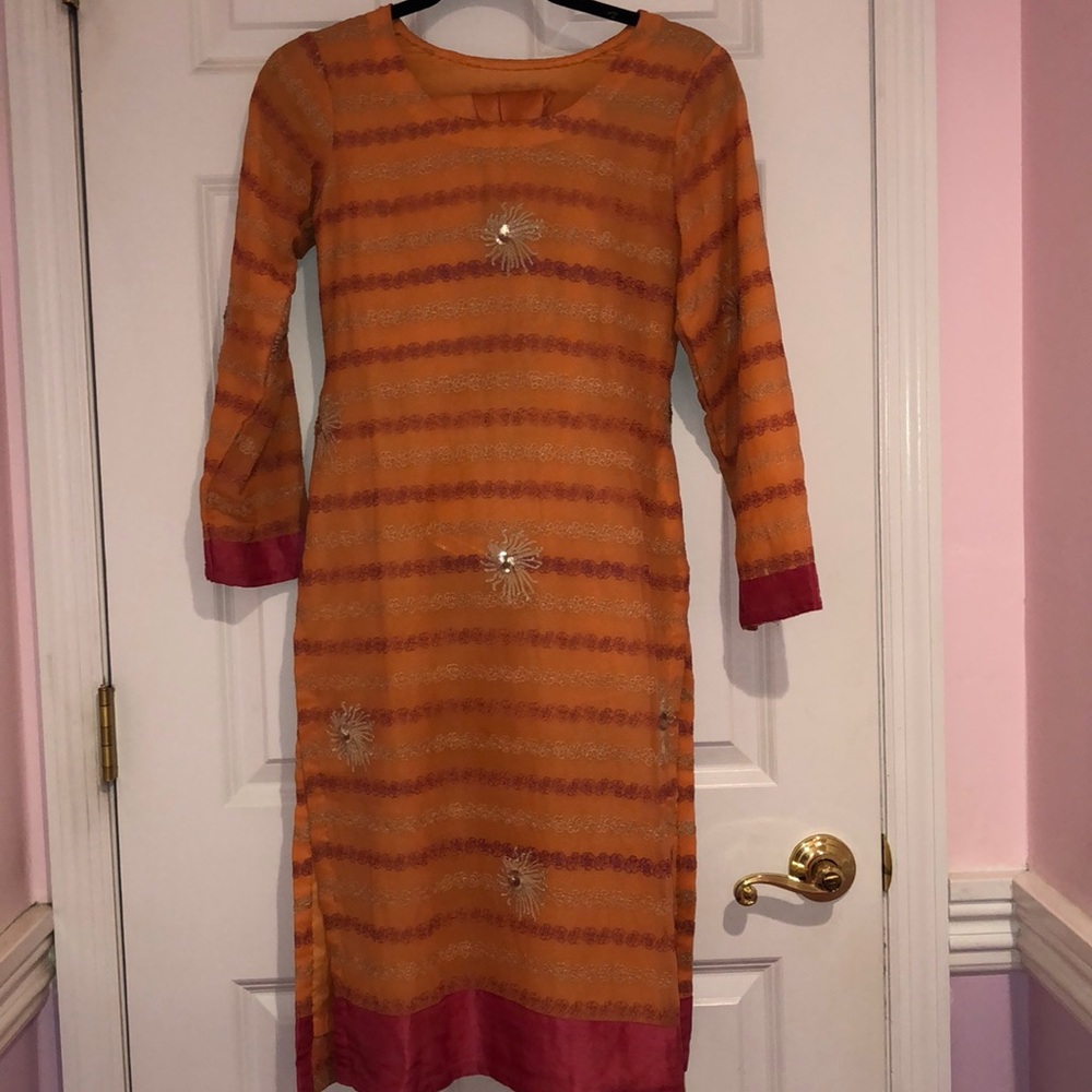 Orange shalvar kameez Pakistani/Indian